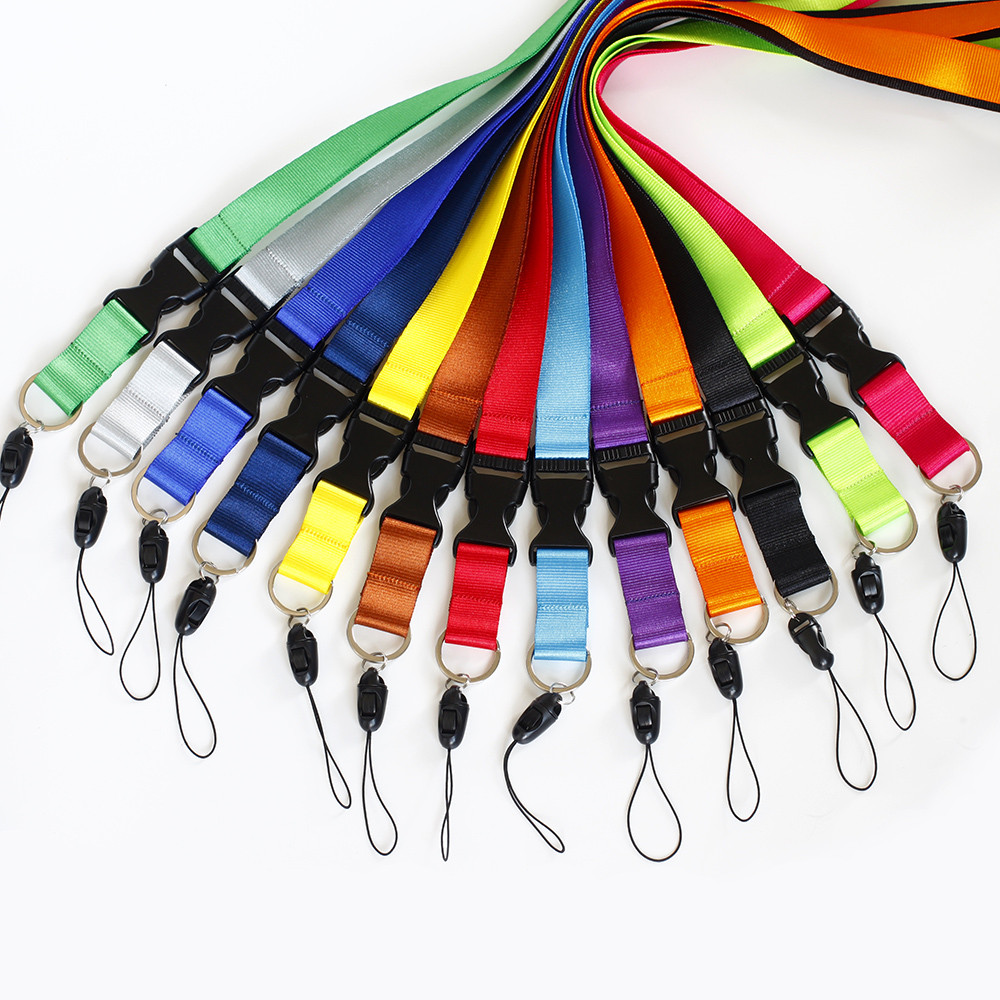 

Multifunctional Nylon Hanging Neck Strap Lanyard With Circular Iron Ring Clamp For Mobile Phone ID Name Card Badge Holder Keys