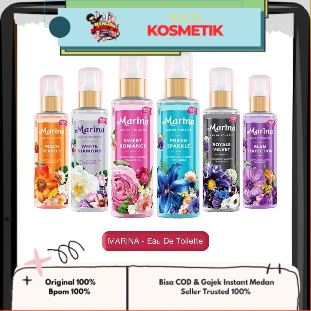 MARINA - EAU DE TOILETTE SERIES ( 150 ml ) - Perfume EDT Harum Wangi Bunga Mewah Fresh Sparkle | Gla