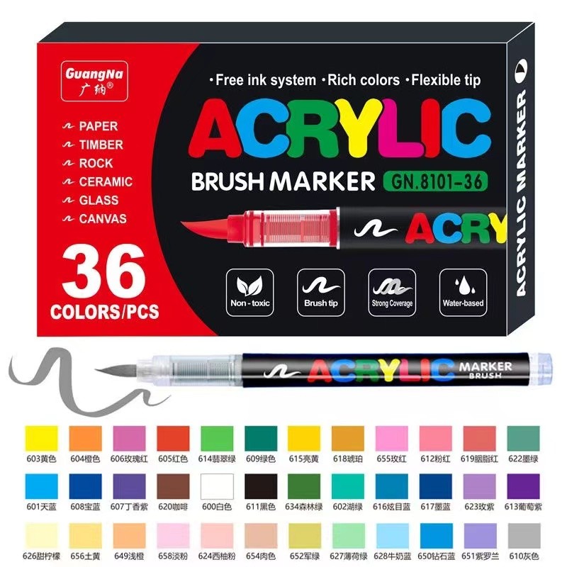 

12 36 Colors Set Acrylic Paint Pens pencil Brush Markers Pen proffesional for Rock Painting Stone Ceramic Art Supplies Drawing