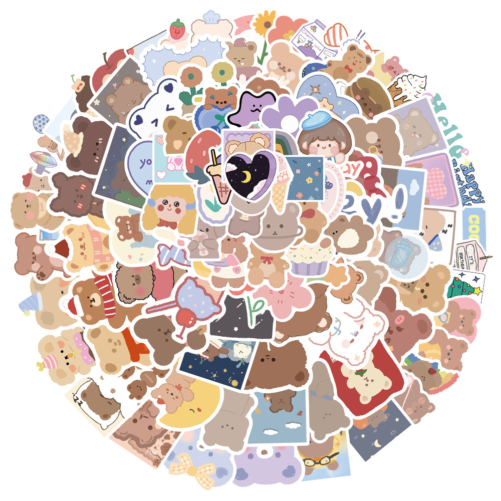 

Stiker Vinyl Tahan Air Kartun Beruang Korea Lucu - Untuk Laptop, HP, Helm, Buku Harian & Papan Luncur