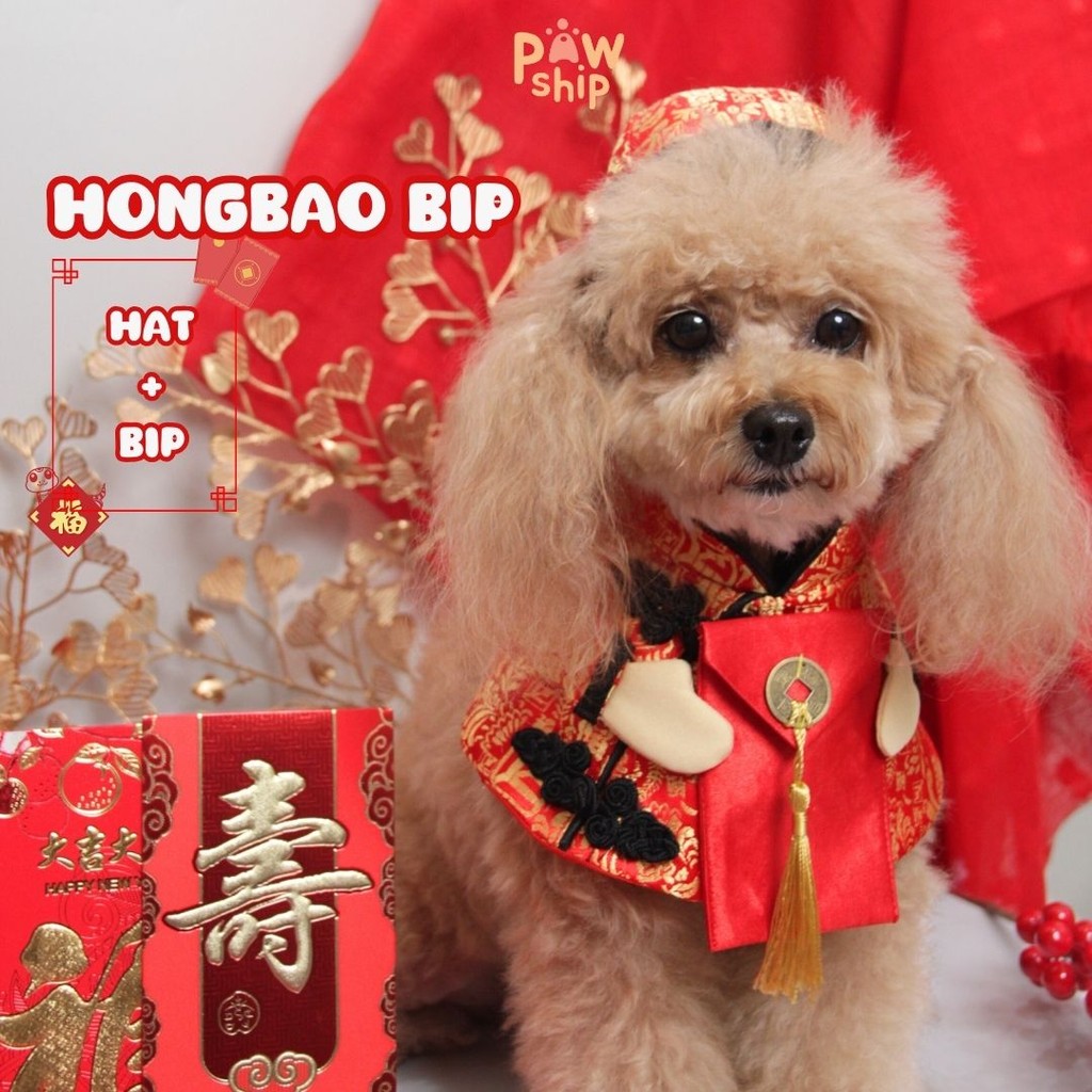 Pawship Baju Imlek Anjing Kucing Hongbao BIP /Baju Cheongsam CNY Jantan/ Baju Imlek Hewan