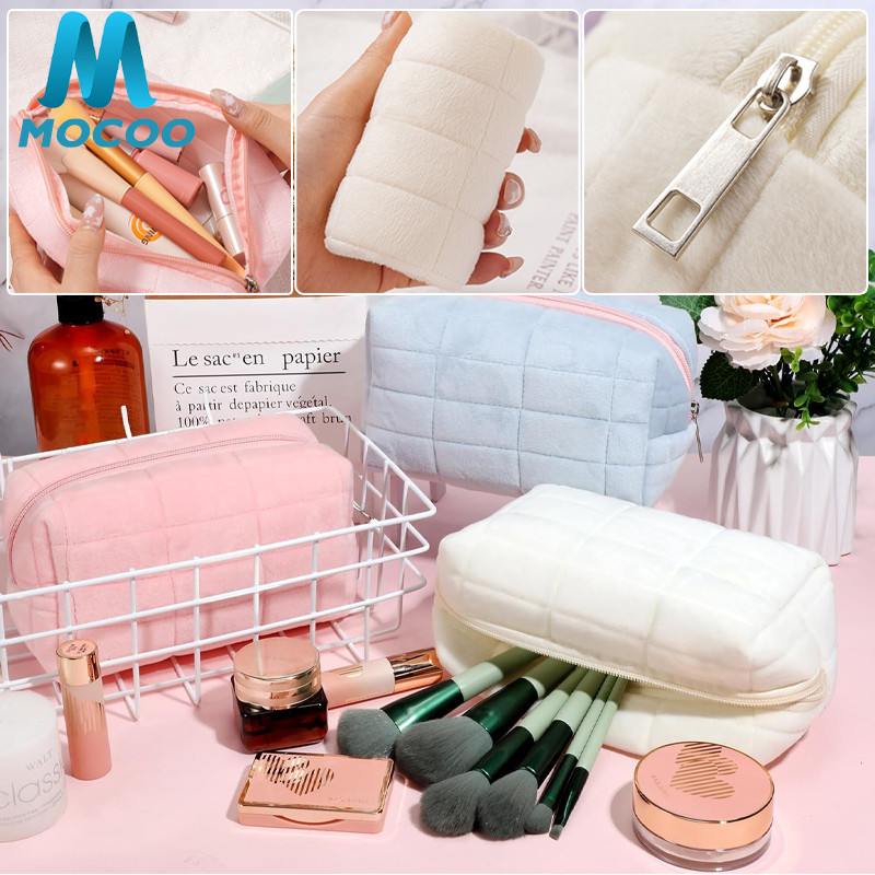 Tempat Pouch Pillow Korea / Kotak Pensil Bulu / Kotak Pensil Sleting Velvet Aesthetic Pastel