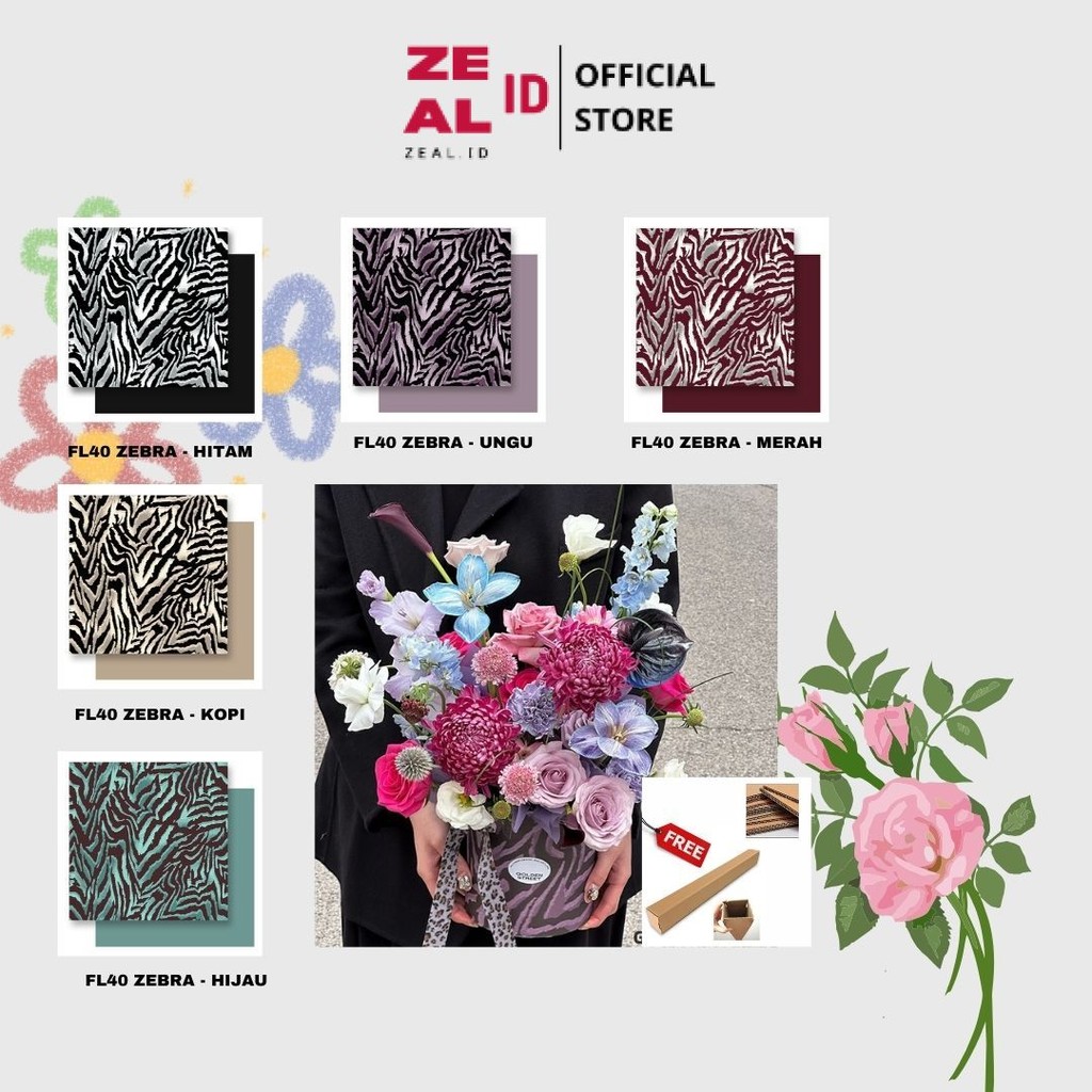 

ZEAL-ID - FL40 KUDA FL41 TUTUL Kertas Bunga Paper Buket Motif Cellophane