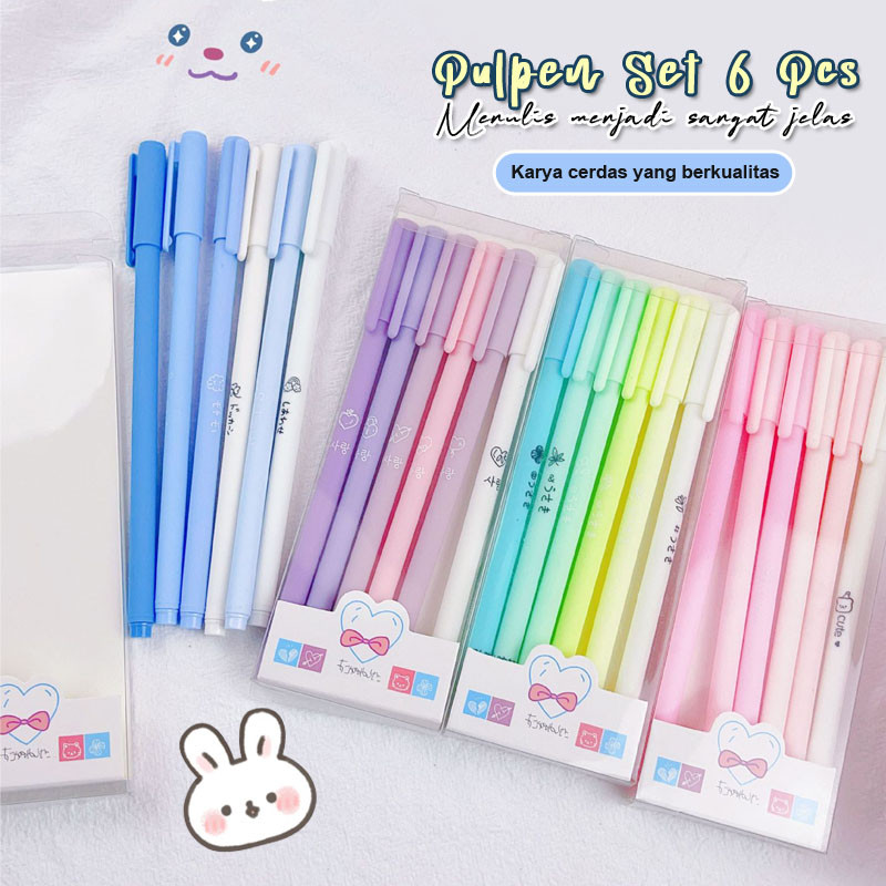 

1Set Isi 6 Pcs Pena Pastel Color / Pulpen Gel Warna Morandi Lucu Pen Gel Aesthetic
