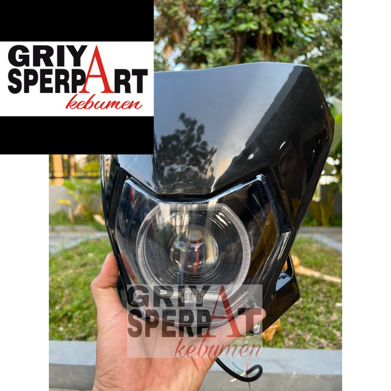 LAMPU DEPAN KLX BF DTRACKER SET BATOK HITAM COSTOME BILED