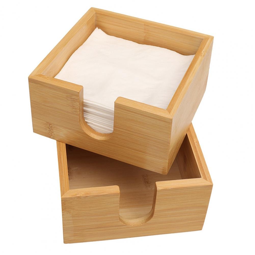 

Wooden Napkin Holder Rustic Heavy Duty Square Countertop Tissue Box Restaurant Kitchen Napkin Dispenser Container Storage Box