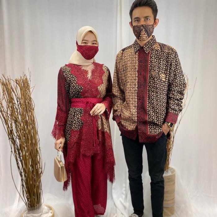 SET COUPLE BATIK PREMIUM GIES 1938 Muslim Panjang Kondangan Pasangan Setelan Sarimbit Baju Simple - 