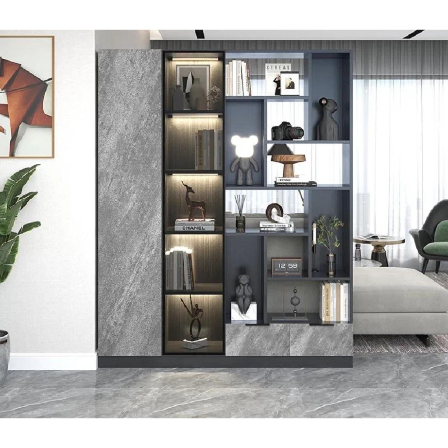 

Luxury solid wood bookcase partition cabinet screenmodern simple room