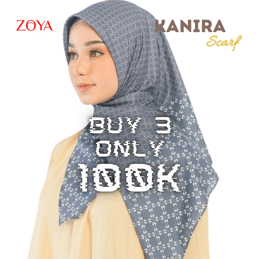 Zoya KANIRA Scarf - CUCI GUDANG Kerudung Hijab Segi Empat Scarves Motif Voal Printing Promo Diskon B