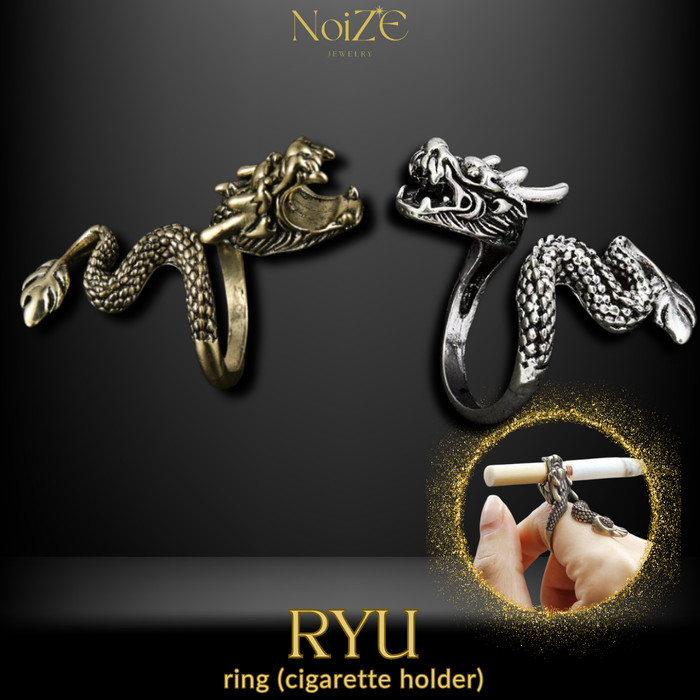 NoiZE RYU – Ring Cincin Adjustable Rokok Cigarrette Holder Naga Dragon Open Ring Unisex