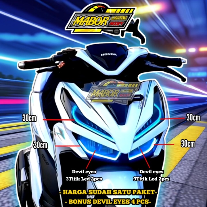 paket lengkap lampu alis vario gratis lampu led headlamp devil eye vario 125 150