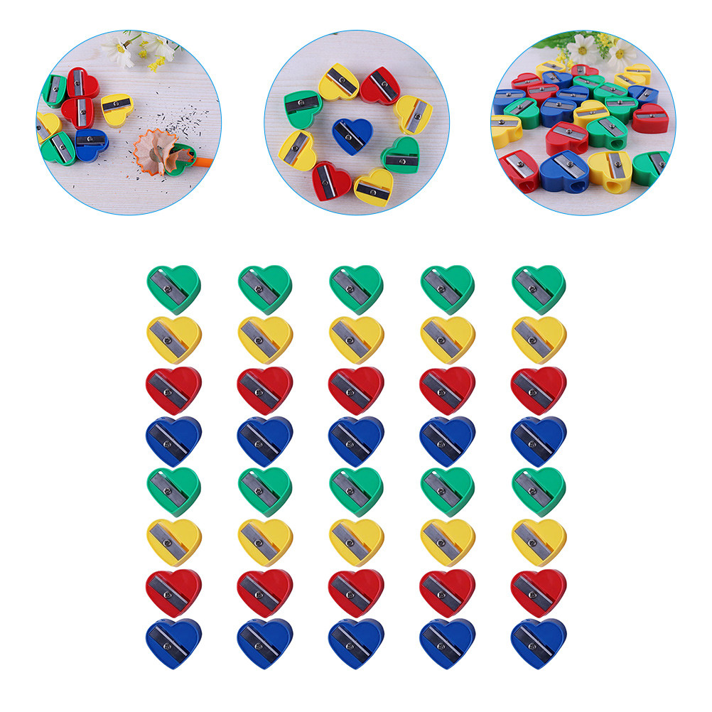 

40 Pcs Pencil Sharpener Manual Kids Gift Small Metal Compact Carpenter Sharpeners for School Abs Crayon Handheld Cute