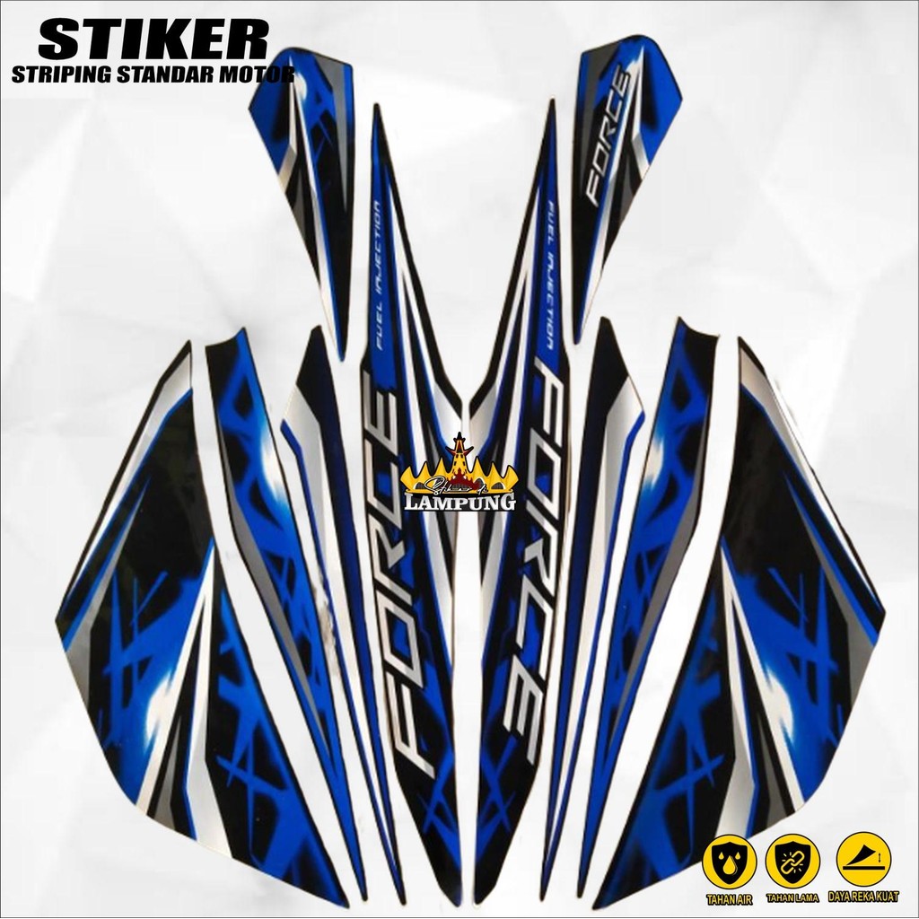 Striping Stiker Yamaha Vega Force 2015 Full Hitam-biru