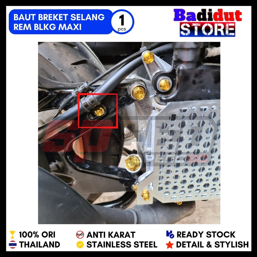 BDT | Baut Breket Selang Rem Belakang Aerox Nmax Xmax Lexi Probolt King Nut Thailand
