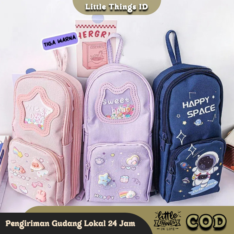 

[Pilihan eksklusif] Tas Pensil Karakter 3D Dekorasi Glitter Kapasitas Besar Versi Korea Model Lucu Tas Pensil