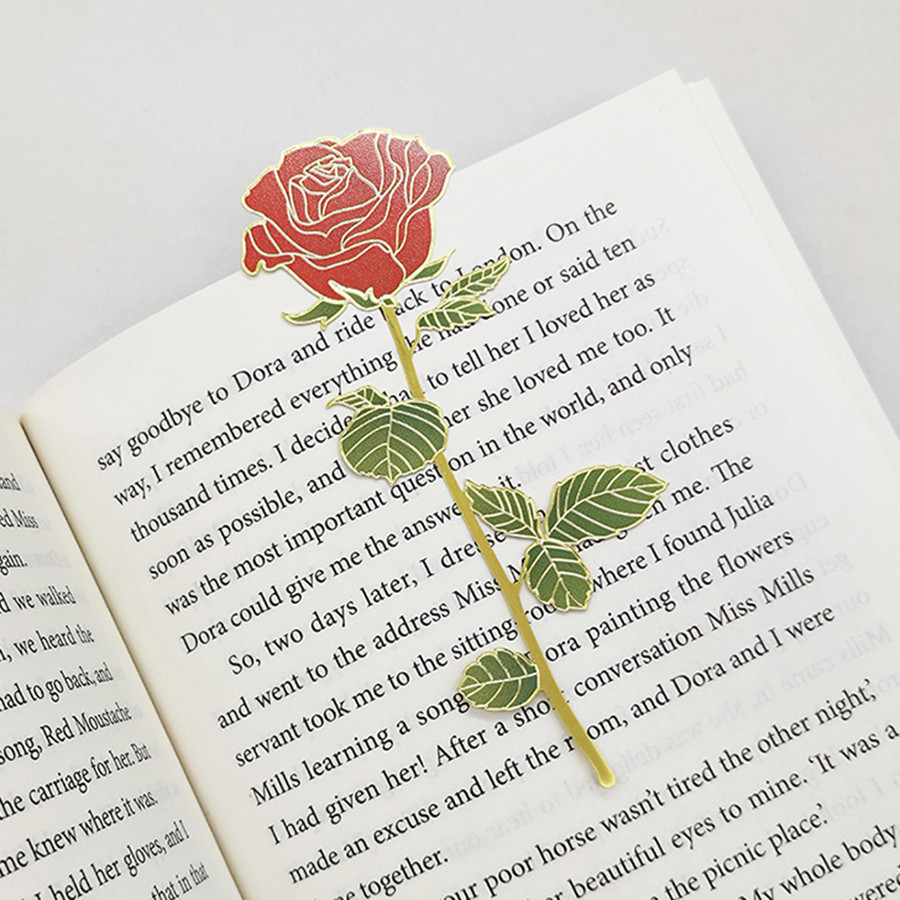 

Rose Oil Painting Metal Bookmark Pendant Bookclip Metal Page Mark Student Bookfriend Gifts Stationery School Office Supplies