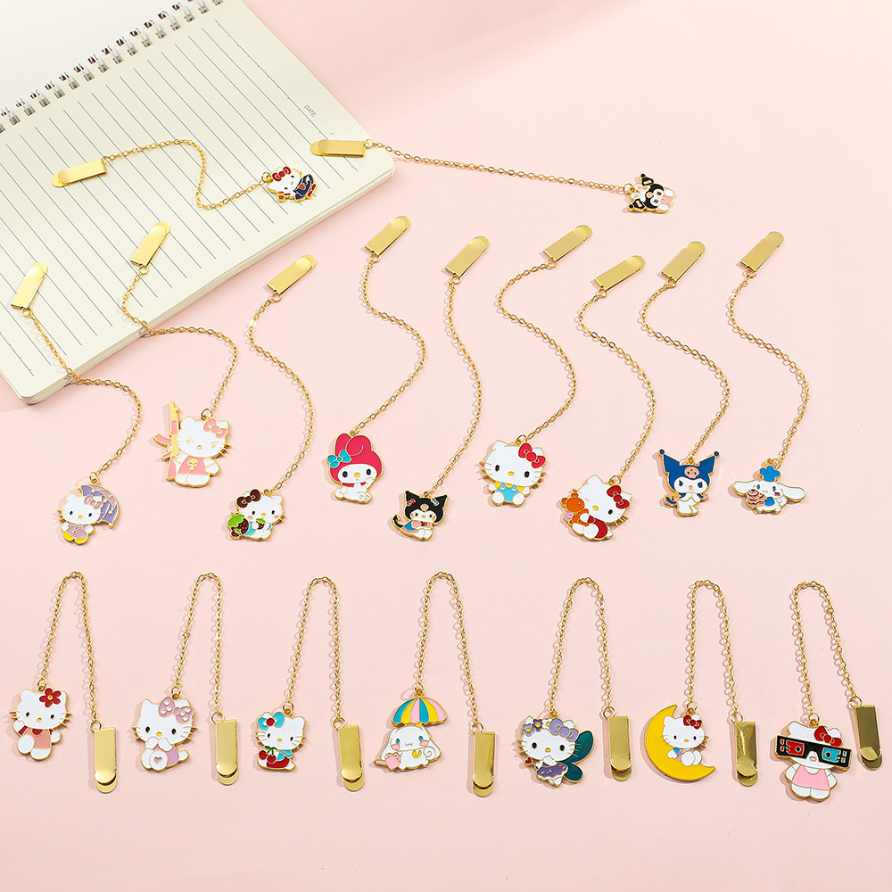 

Cute HelloKitty Book Mark Metal Pendant Bookmark Anime Fan Collect Girl Learning Supplies Women Stationery Gift Reading Mark