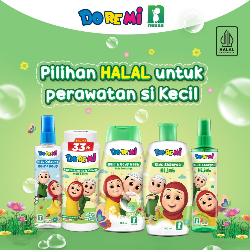 Doremi Nussa & Rara Series | Kids Cologne Hijab 100mL | Hair & Body Wash