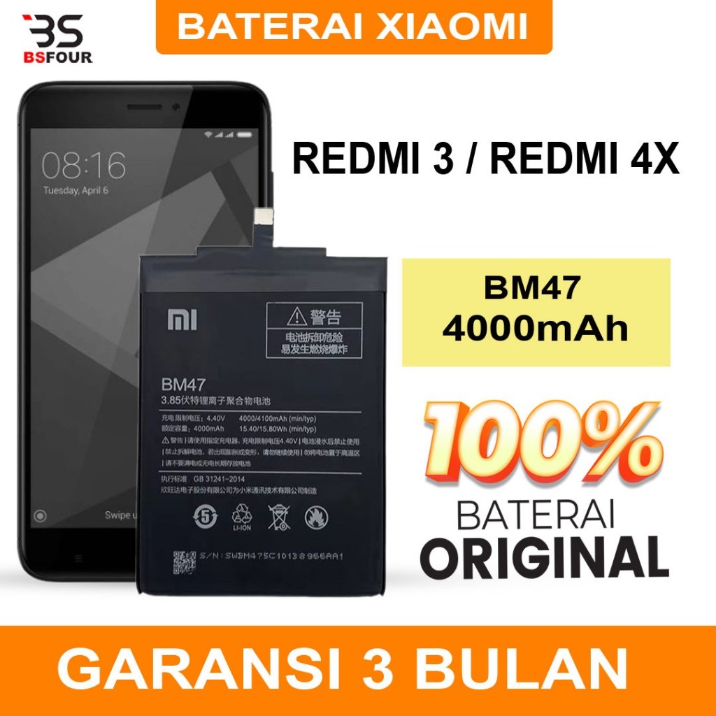 BATERAI BATRE XIAOMI REDMI REDMI 3 / REDMI 4X BM47 ORIGINAL
