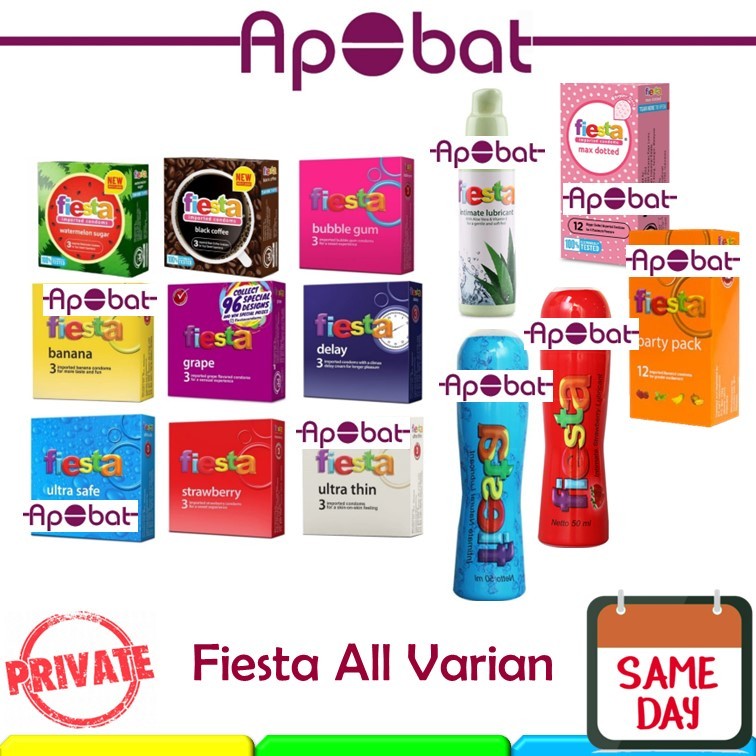- ApObat - Privasi! Kondom Fiesta / Mix Party Pack / Lubricant Sutra Pelumas Aloe Vera