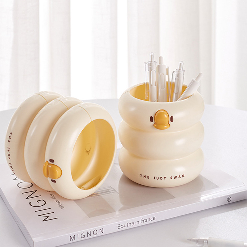 

Round Design Pen Holder Large Capacity Pen Pencil Brush Storage Container Box Plastic Stationery Desk Organizer Kids Gift