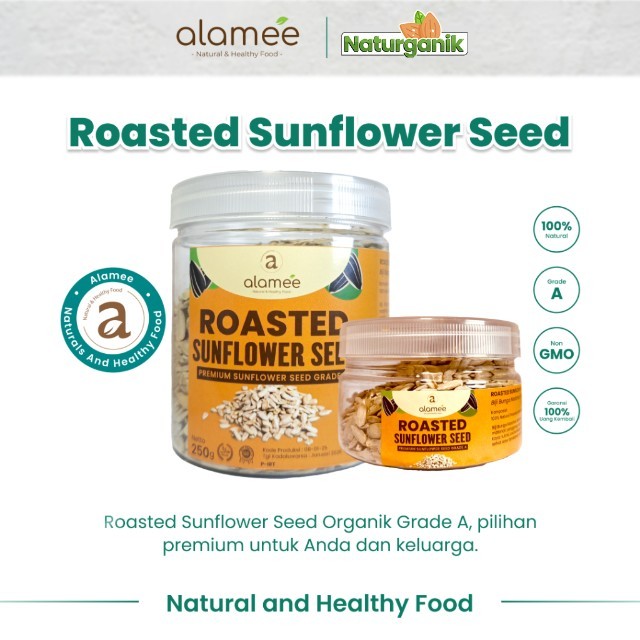

ALAMEE Roasted Sunflower Seed Biji Bunga Matahari Kupas Oven Biji Kuaci Panggang PREMIUM 250gr 125gr Naturganik