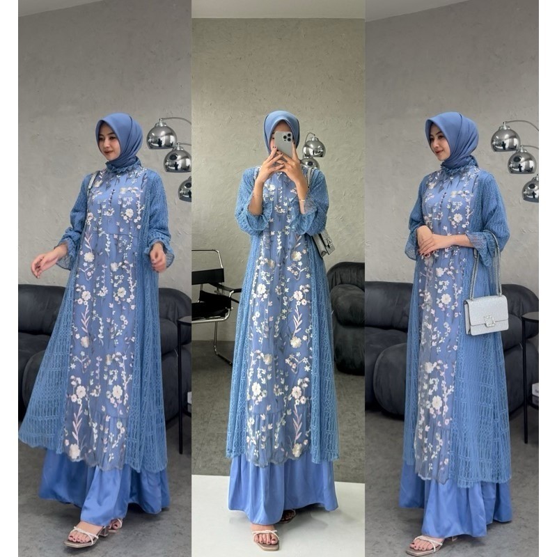 HANA DRESS SET PLUS OUTER BRUKAT BAJU KONDANGAN BUSUI FRIENDLY DRESS REMAJA SIMPLE BRUKAT TERBARU GA