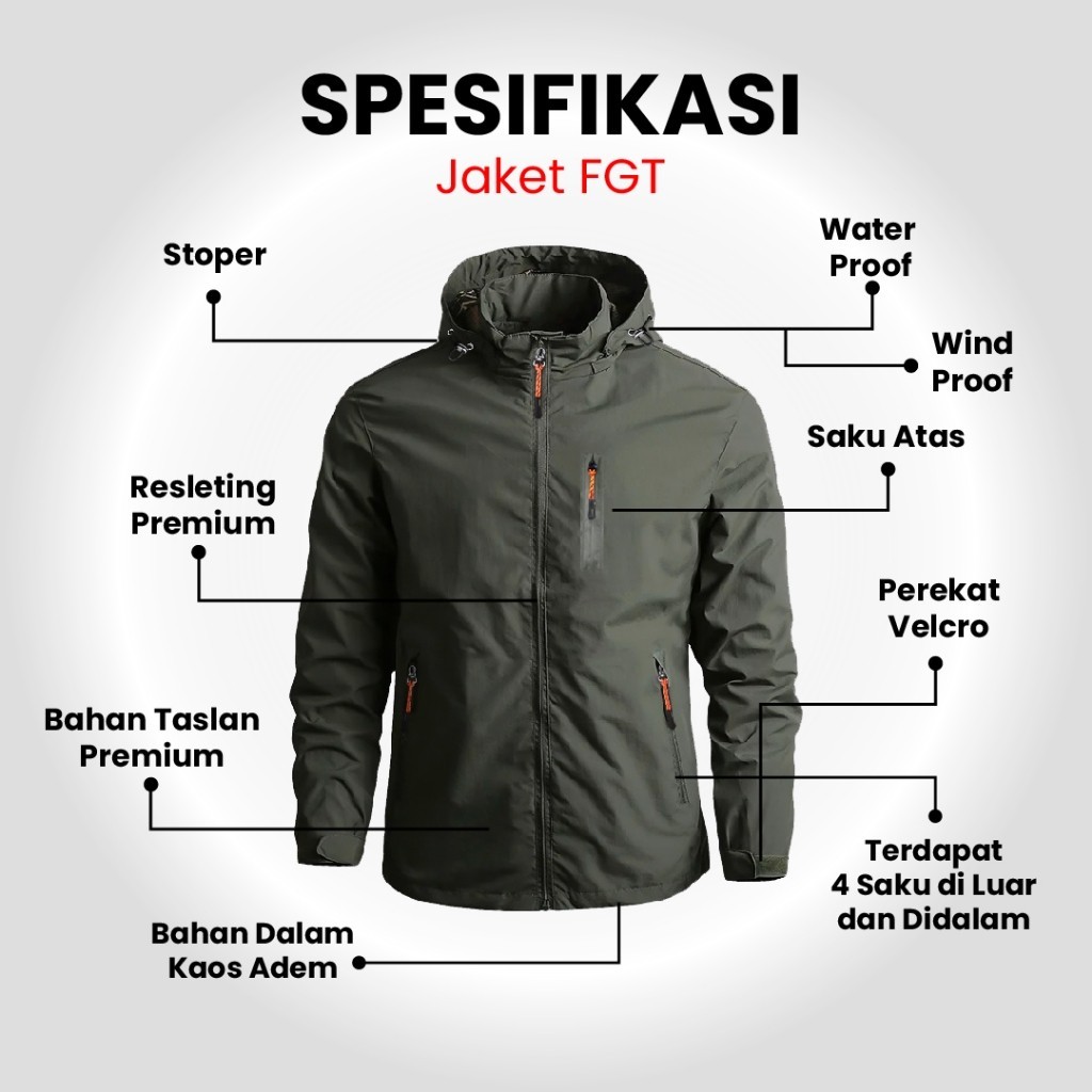 Exclusive Valir FGT Jaket Pria Keren Terbaru Pria Outdoor Jaket Anti Air Waterproof Parasut Branded