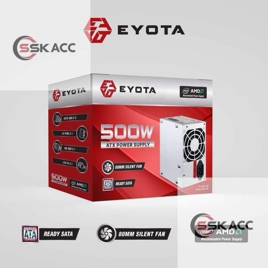 Power Supply Eyota 500W / PSU Komputer 500Watt / PSU Internal 500 W SSKACC-KOMPUTER