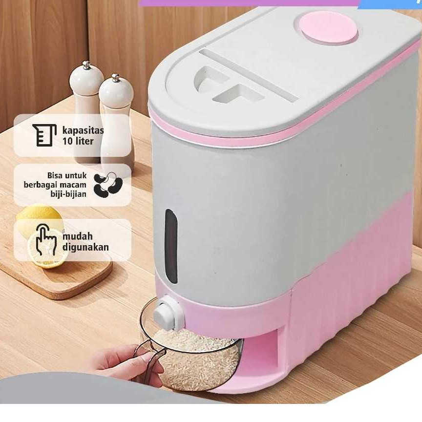 Dispenser Beras SATU JIWA 12 KG Rice Box Tempat Penyimpanan Beras Otomatis