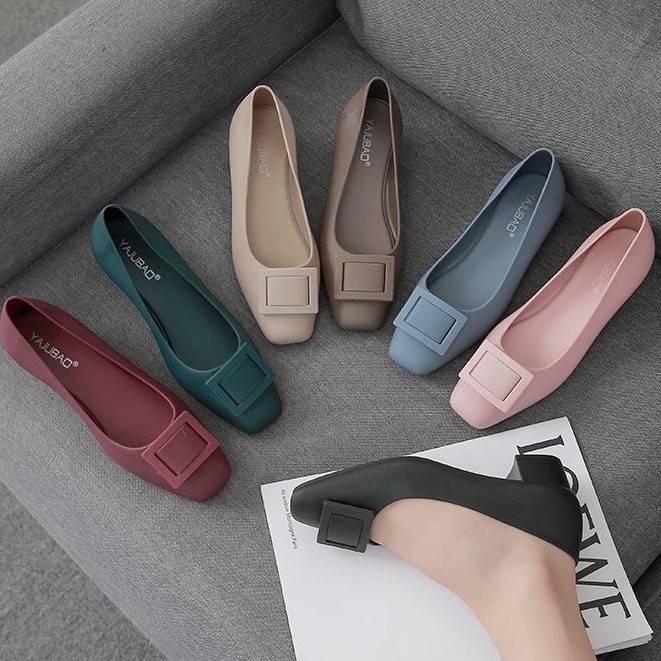 UKURAN SIZE 37 38 39 40 41 42 43 44 45 / Sepatu Flat Shoes Wanita Hak  Sepatu Wedges Hak Bahan Jelly
