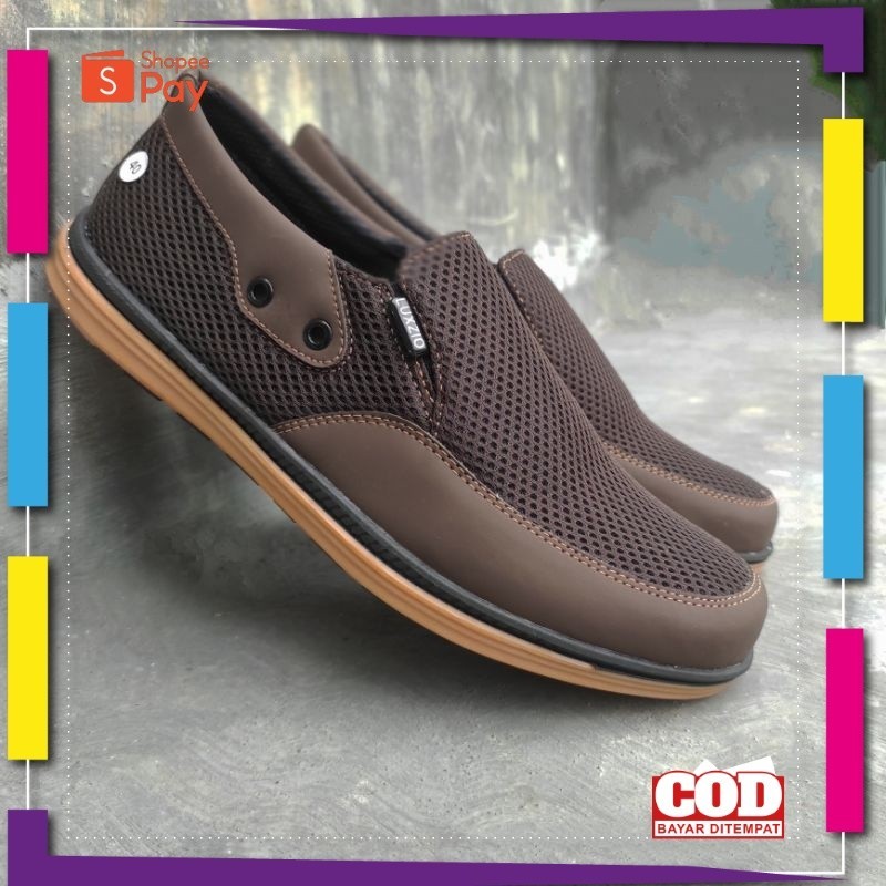 UKURAN SIZE 37 38 39 40 41 42 43 44 45 / Sepatu Pria Kulit Slip On Kasual Formal Kerja Kantoran Sint