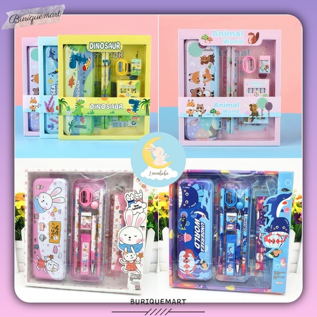 

Kotak Pensil Anak Set 7In1 Stationery Untuk Hadiah Anak Sekolah / Kotak Pensil Karakter Murah Stationery Set 8in1 / Alat Tulis Set Tepak Pensil BRQ