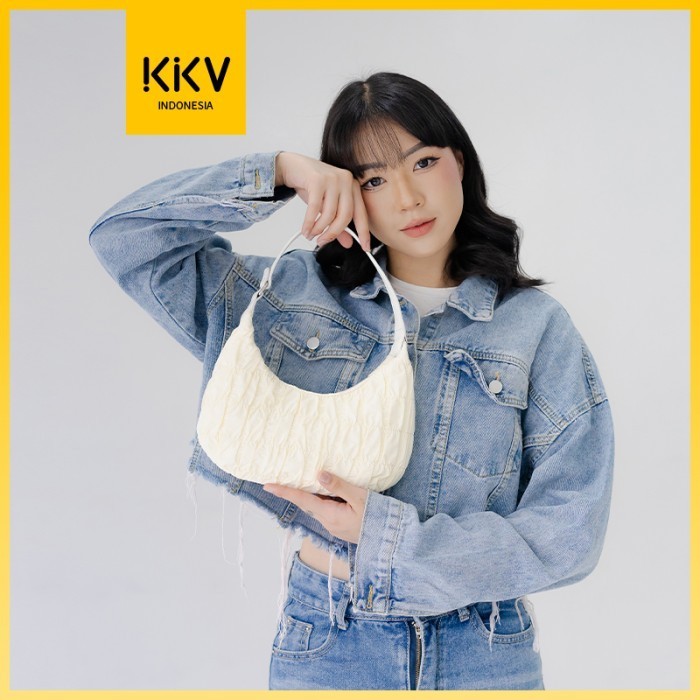 [S3TYA_SHOP] KKV DUNNS Tas Bahu Wanita French Fold Shoulder Bag Fashion Kulit PU - white