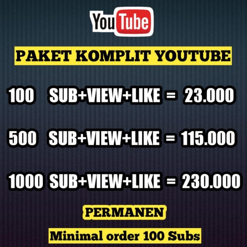 PAKET PROMO YOUTUBE TERLENGKAP PERMANEN BUAT PERSYARATAN MONETISASI MS