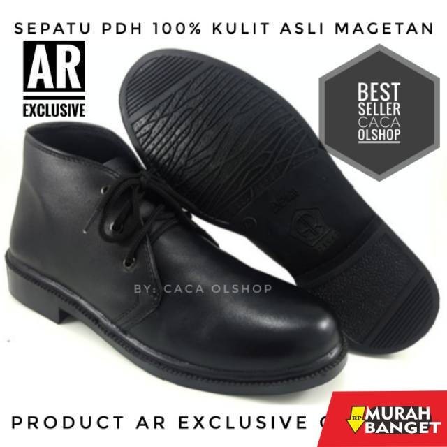 Sepatu pdh- AR Exclusive Original Sepatu PDH Tali Hitam Dove 100% Kulit Asli TNI POLRI Satpam Securi