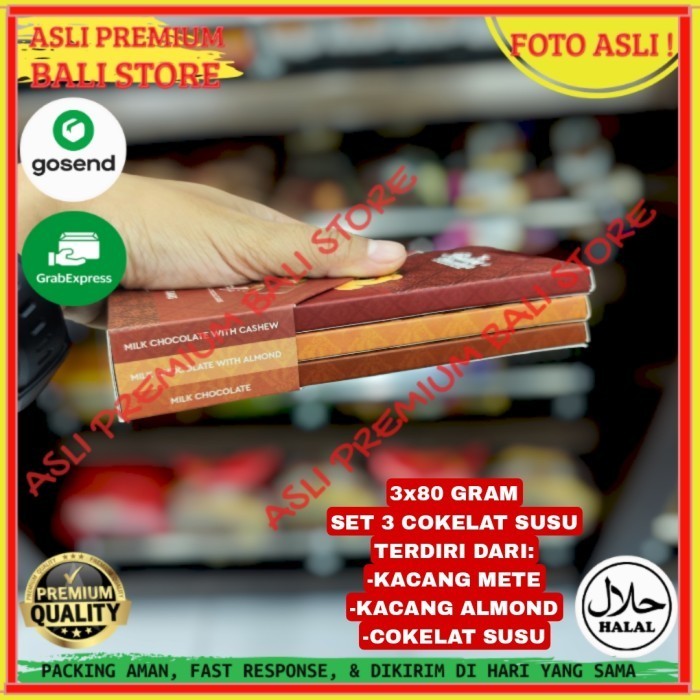 

SET 3 OLEH OLEH MAKANAN CEMILAN CAMILAN SNACK KULINER KHAS ASLI ORI ORIGINAL BALI COKLAT COKELAT SUSU KACANG ALMOND METE MEDE