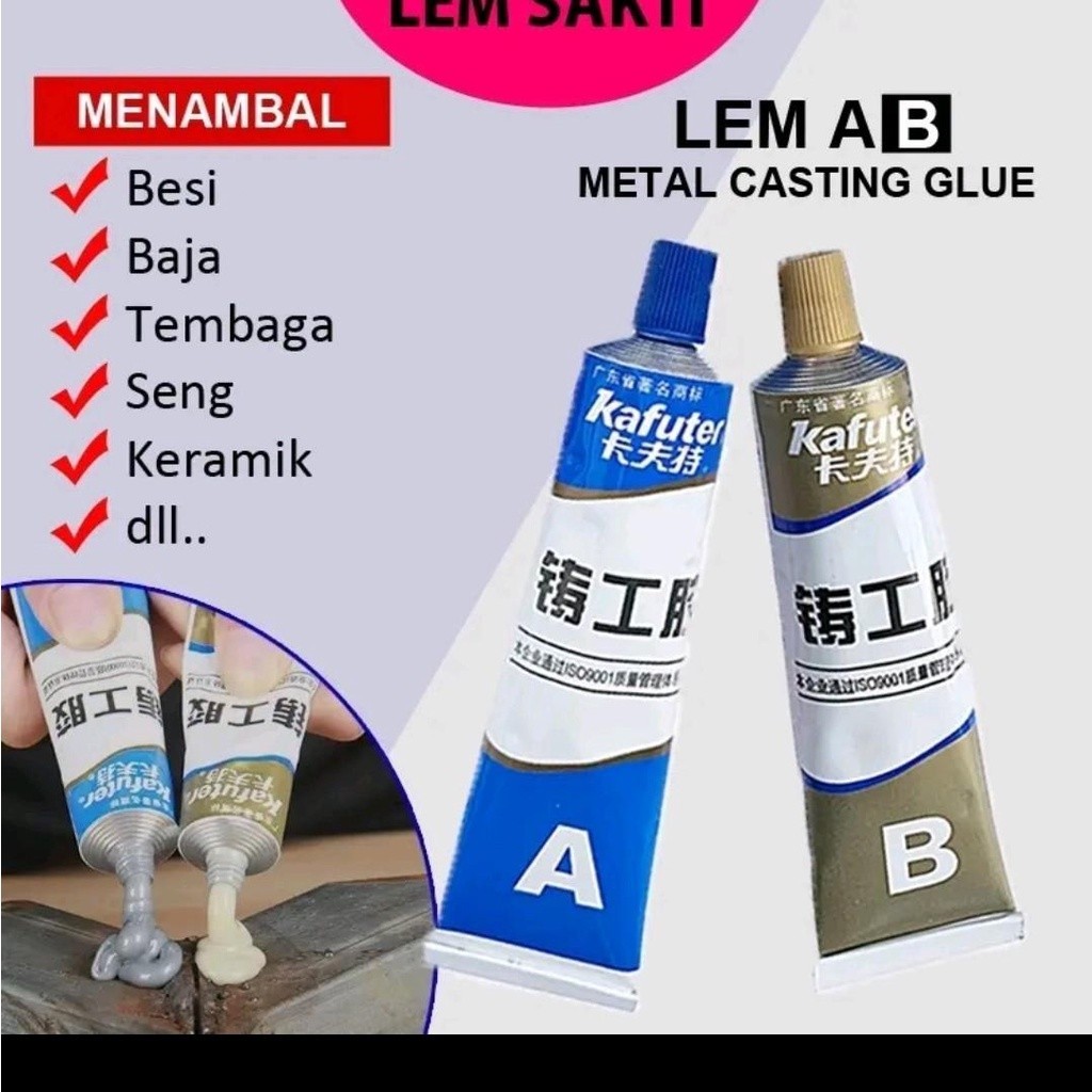 LEM AB EPOXY LEM KUAT PENAMBAL BESI SENG METAL KERAMIK TEMBAGA BAJA