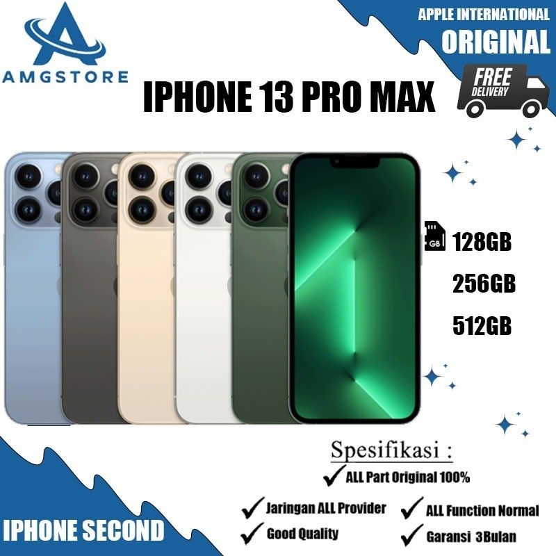 BIG PROMO iPhone 13 Pro Max 128GB/256GB/512GB Second Fullset Mulus No Minus LCD Original 100% No Recond No Refurb Good Conditions Like New Bergaransi