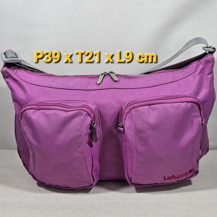Lafuma Japan original shoulder sling bag purple pink tas selempang bahu wanita kanvas nylon