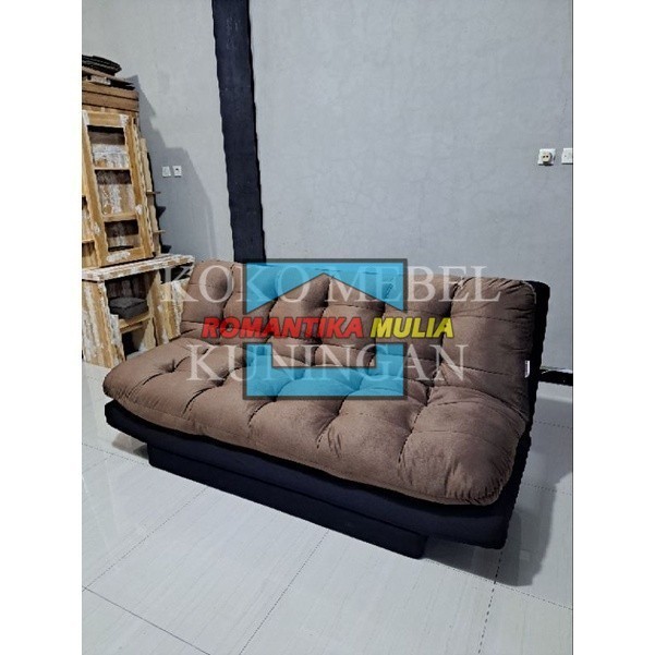 (SIAP KIRIM) Sofa Bed / Sofabed Lipat Silicon / Sofa 3 Seater / Sofa Santai Minimalis  Kuningan Maja