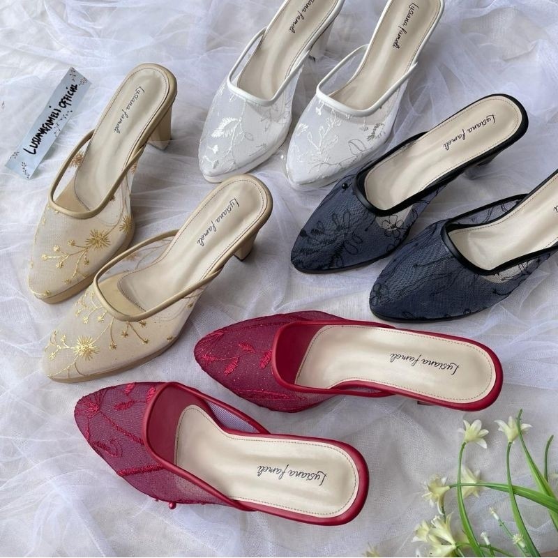 𝑳𝑼𝑺𝑰𝑨𝑵𝑨 𝑷𝑶𝑳𝑶𝑺 𝑩𝑬𝑵𝑻𝑼𝑲 𝑼 I Sepatu heels pengantin sandal pesta l sepatu  polos bebas custom wedding se