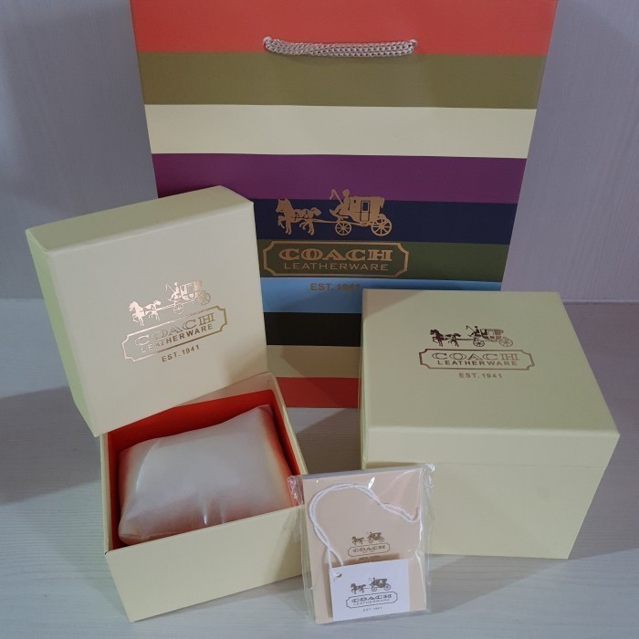 TERMURAH Kotak box jam tangan merk COACH watch model Original fullset - Kuning