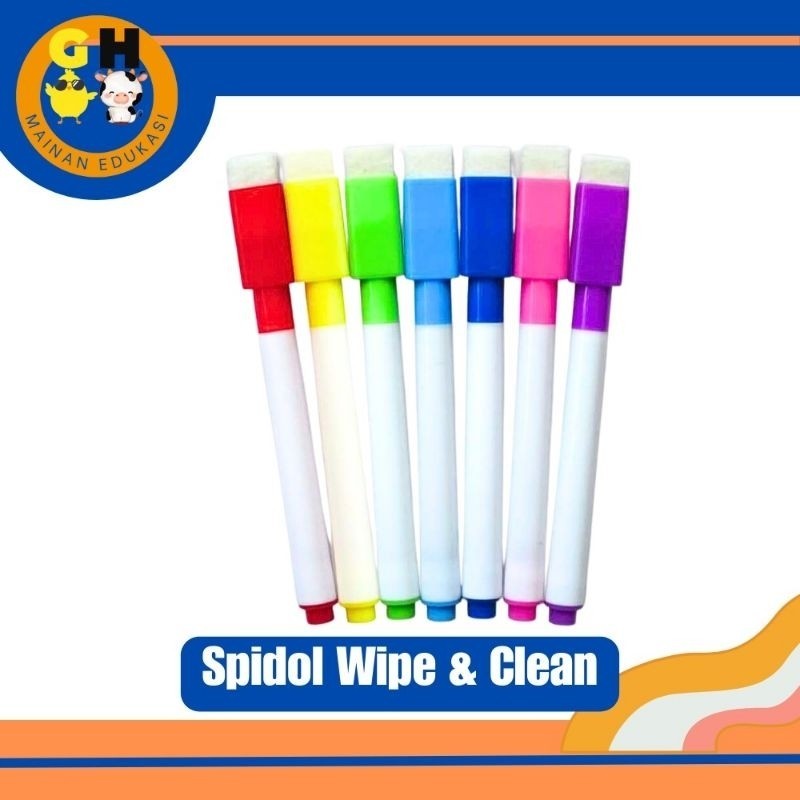 

MURAH Spidol Wipe Clean WPC Coret Tulis Hapus White Board dengan Penghapus Non Toxic