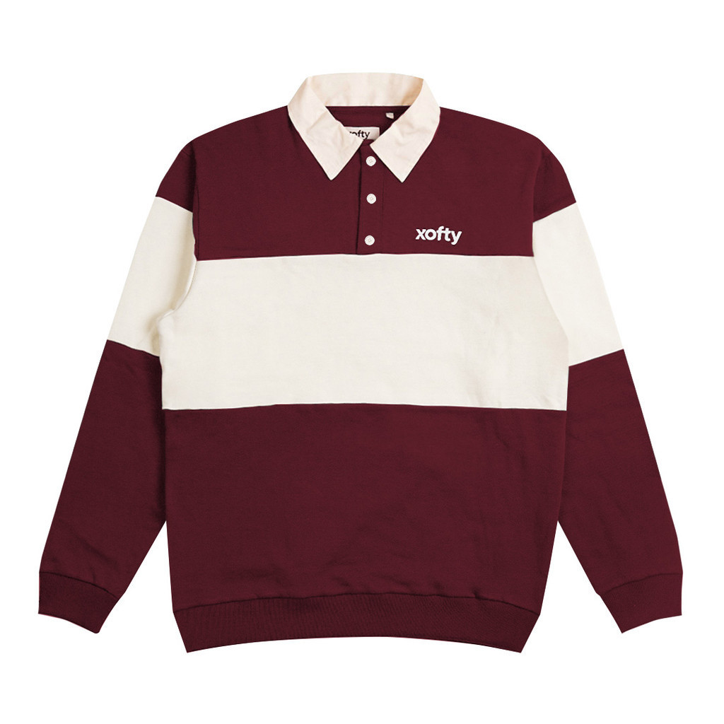 FUNNY Xofty Sweater Rugby Regular Fit Pria Dan Wanita Salvia Maroon