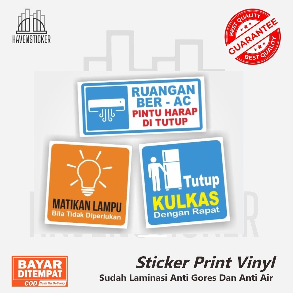 

label Stiker print vinyl Hemat Energi Stiker Hemat Listrik Stiker Rumah Kulkas