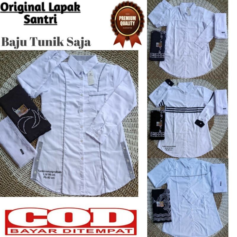 Baju Santri Putri | Tunik Santri Putri Toyobo Putih Polos | Tunik Santriwati | Atasan Santriwati| At