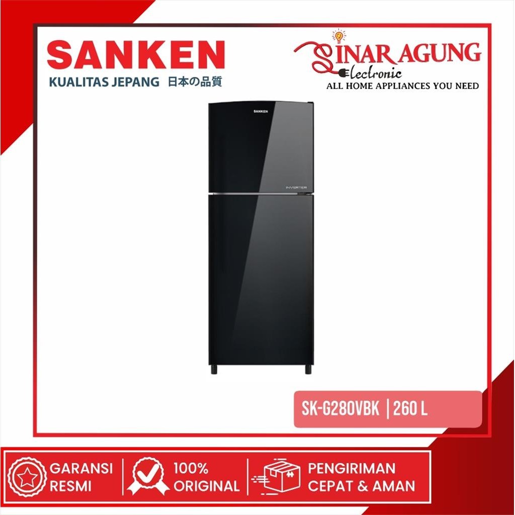 Sanken SKG280VBK Kulkas 2 Pintu Inverter 260L