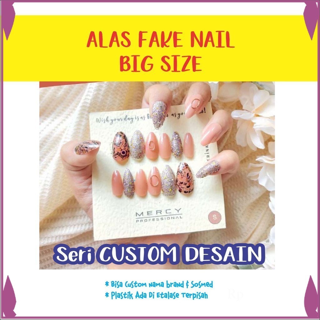 [BIG SIZE] Alas Fake Nail Kuku Palsu Card Packaging Free Custom Press On Nails | 1 Sisi Premium