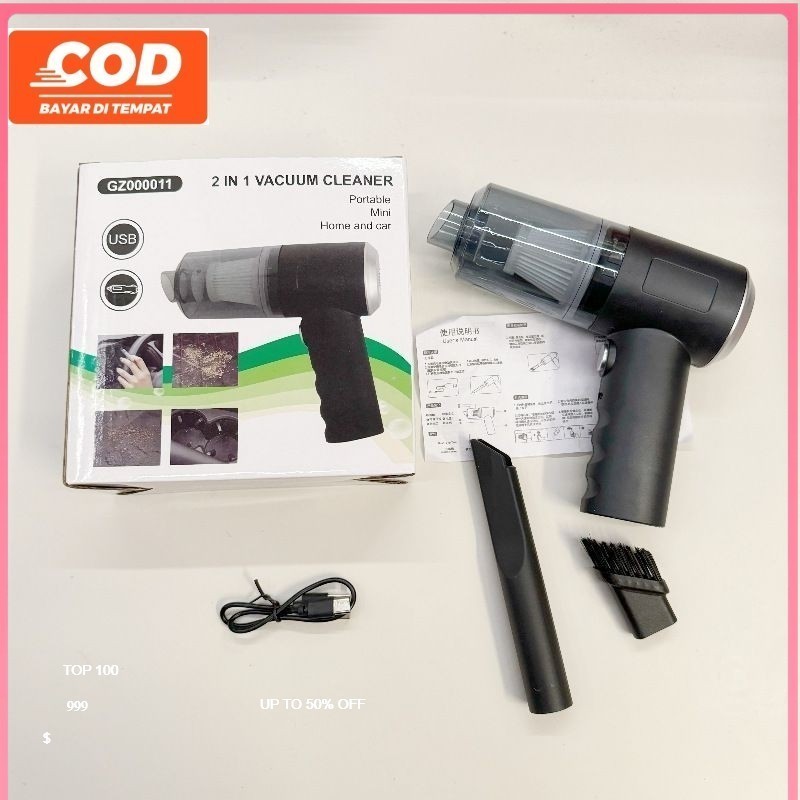 Vacum Cleaner Portable Mini 2in1 Vacuum Cleaner Penyedot Debu Mobil Recharger Baterai